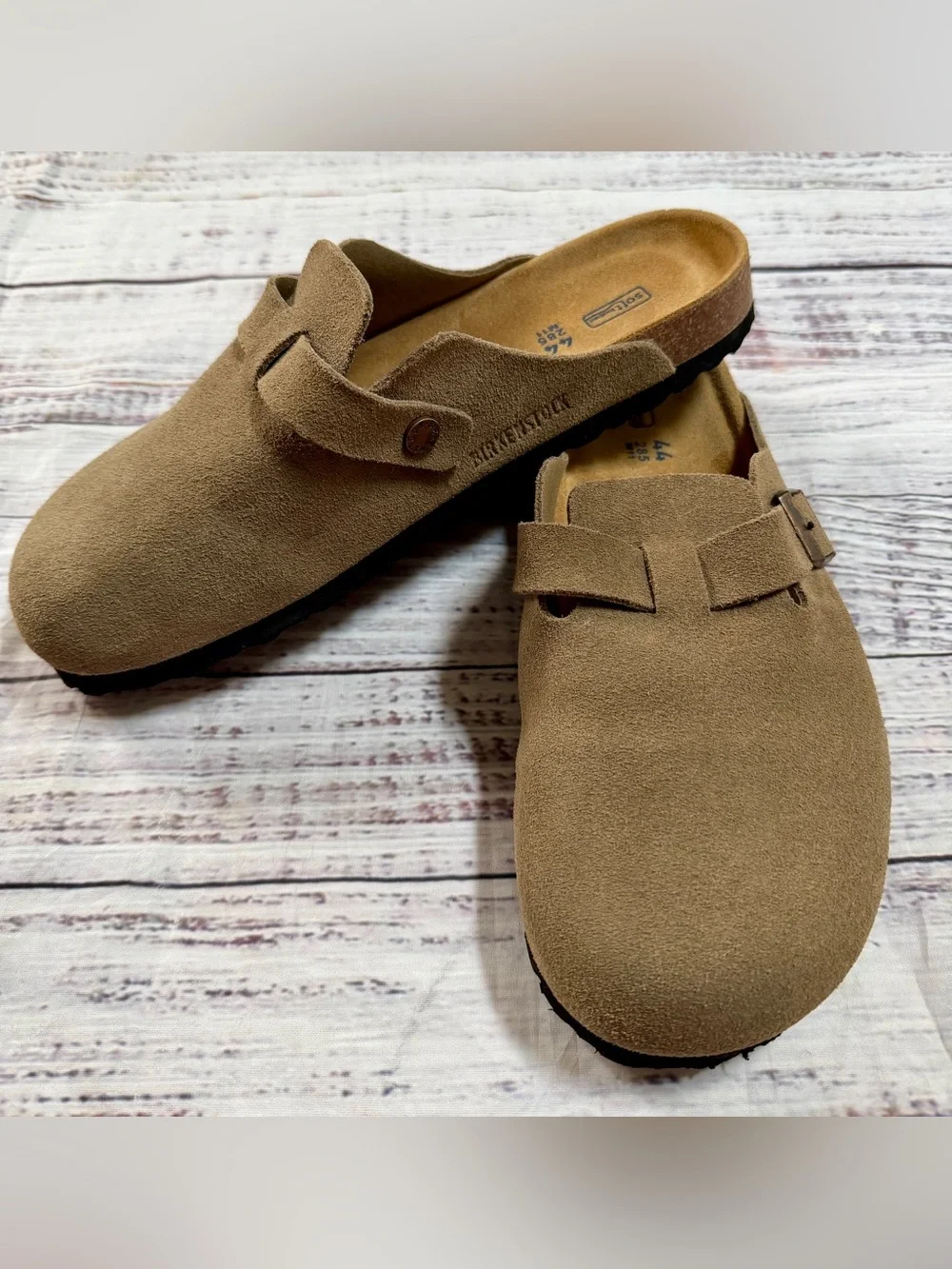 Men’s Birkenstock Boston Soft Footbed Suede Leather - Taupe - size 44